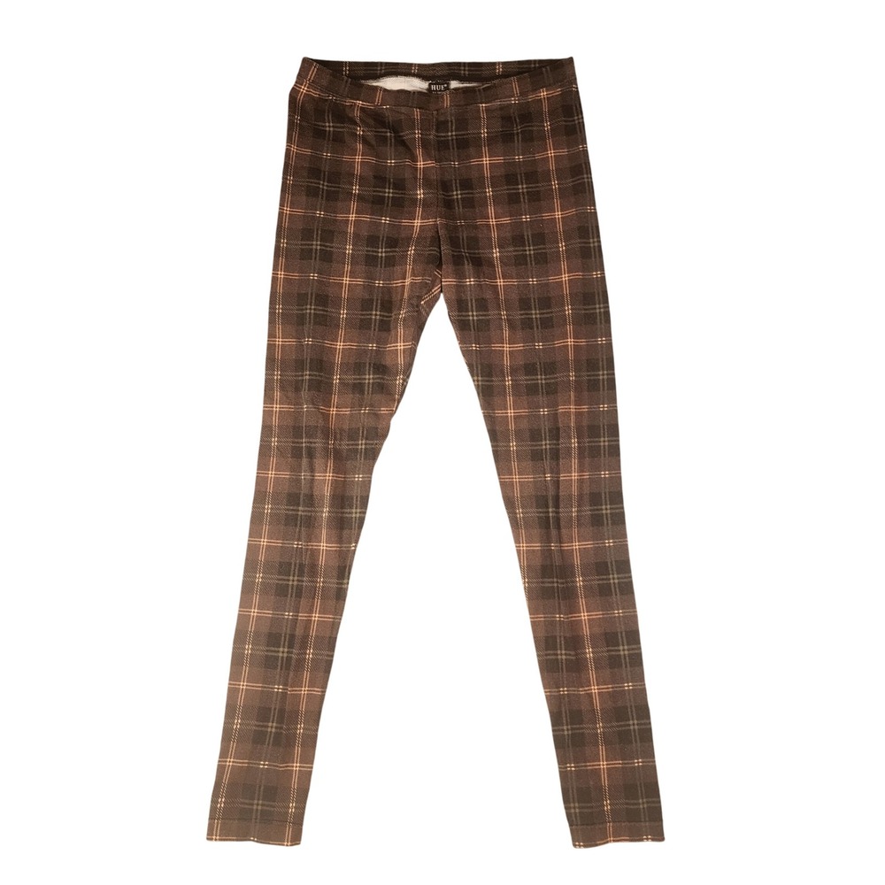Hue Plaid Leggings Women's Medium Loungewear Layer Stretch Yoga Athleisure